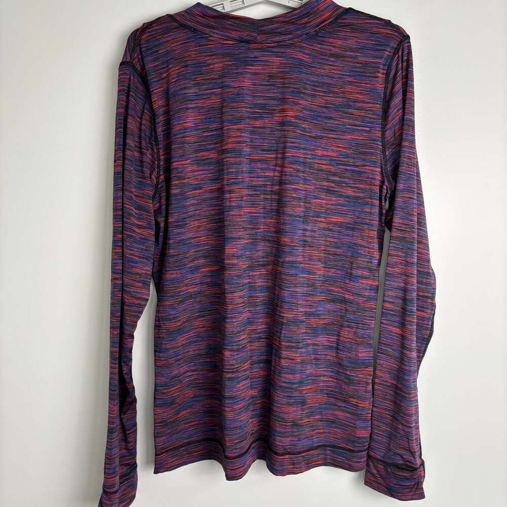 CUDDL DUDS Flex Fit Long Sleeve V-Neck Striped Tunic Womens XL Purple Red Blue - Picture 2 of 8